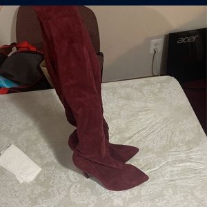 Size 8 burgundy thigh high boots